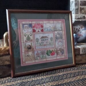 Cottagecore Home Interior God Bless Our Home Framed Picture Calendar